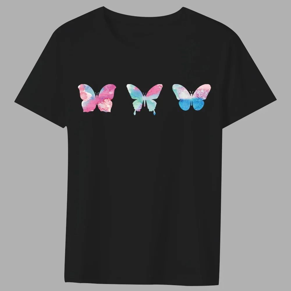 T-shirt Fashion Men's Casual Classic Color Butterfly Printing Pattern Series All-match O-neck Commuter Comfortable T-shirt Top