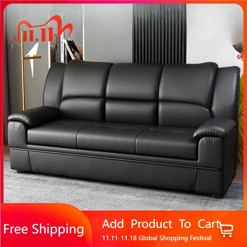 Genuine Leather Sofa Chair Unique Black Simple Modern Recliner Puffs Sofa Love Seat Reading Woonkamer Banken Home Furniture