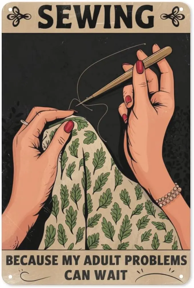 Sewing Therapy Tin Poster 8X12IN 