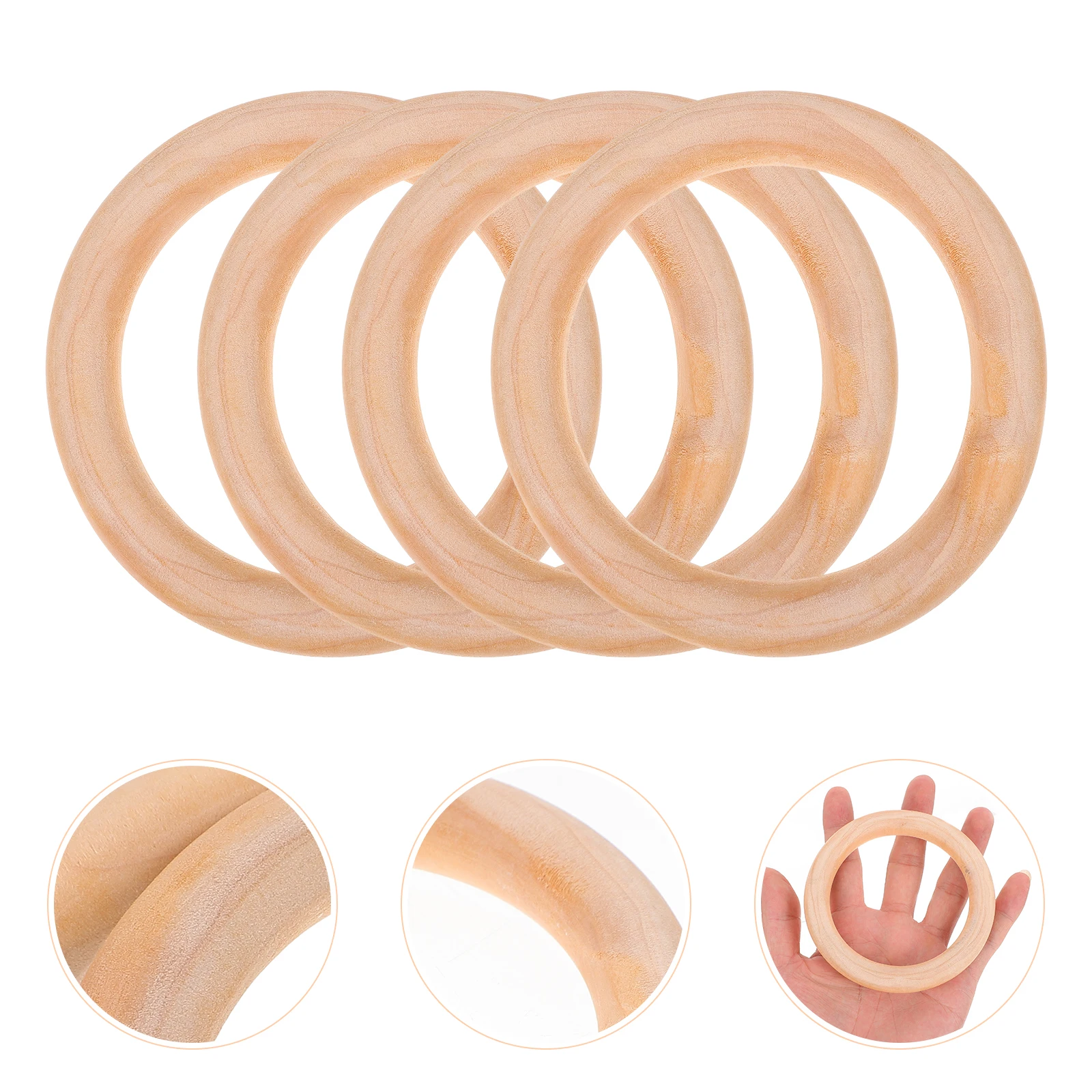 

4 Pcs Wooden Ring Handle Handbag Accessory Rings Circle DIY Circles Tote Picture Hanging