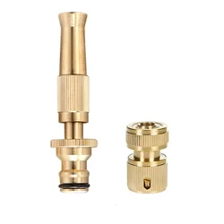 Brass Garden Water Guns Spray Nozzle Universal High Pressure Direct Spray Sprinkler Quick Connector Home Garden Hose Adjustable