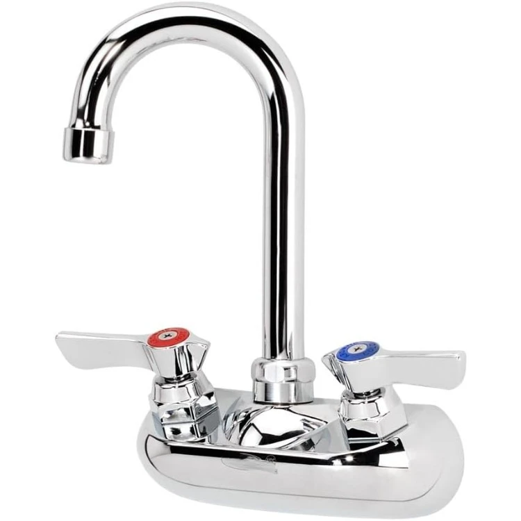 

Metal Silver Series 4" Center Wall Mount Faucet, 3-1/2" Gooseneck Spout, 10-400L