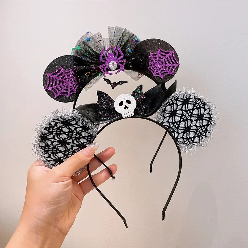 Halloween Headwear Funny Pumpkin Bat Spider Web Headband Devil Mesh Bow Ghost Hairpin Halloween Party Girls Favors