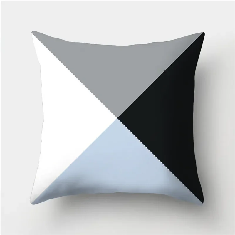 Minimalist Geometry Grey Blue Polyester Cushion Pillow Case Home Living Room Sofa Bedroom Decoration45x45cm 18x18Inch