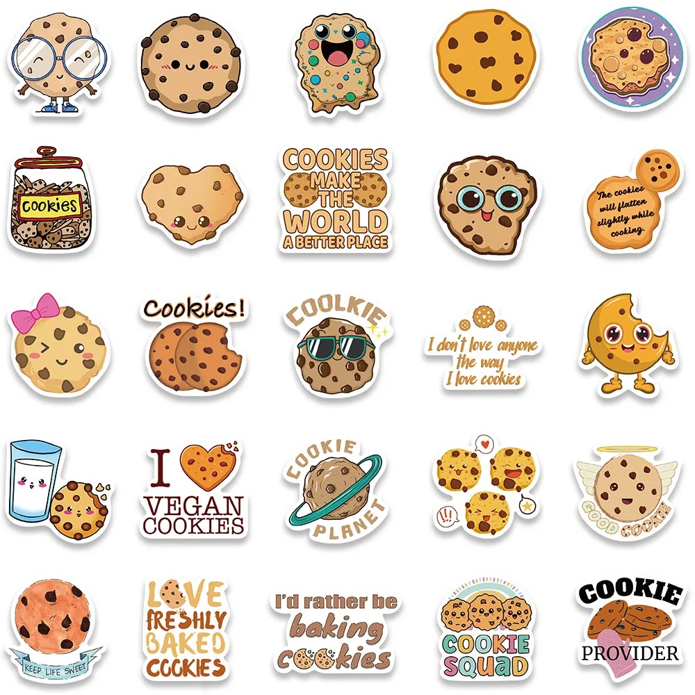 50PCS Cartoon Sweet Cookies Stickers for Dessert Mini Diary Stickers for Stationery Scrapbook Phone Laptop Art Decal Sticker