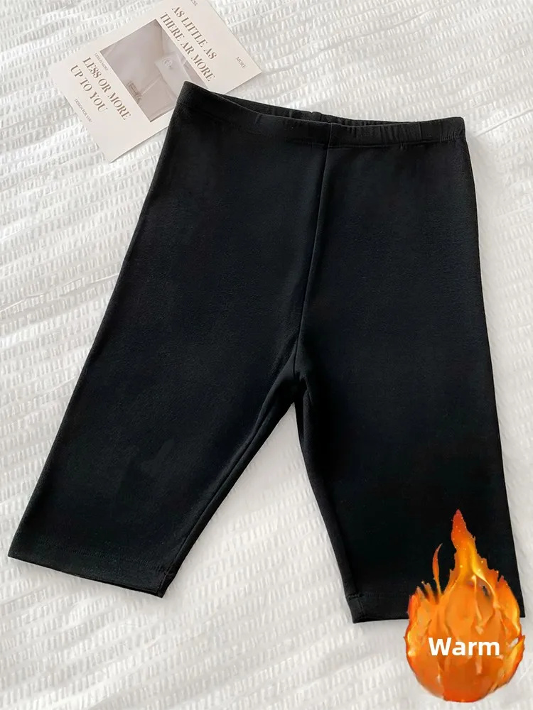 Warme, mit Fce gefütterte Se-Hose, hohe Taille, fünf Zoll, Slim-Fit-Basisschicht-Strumpfhose, reine Farbe, Innenbekleidung, Dervo-Hose