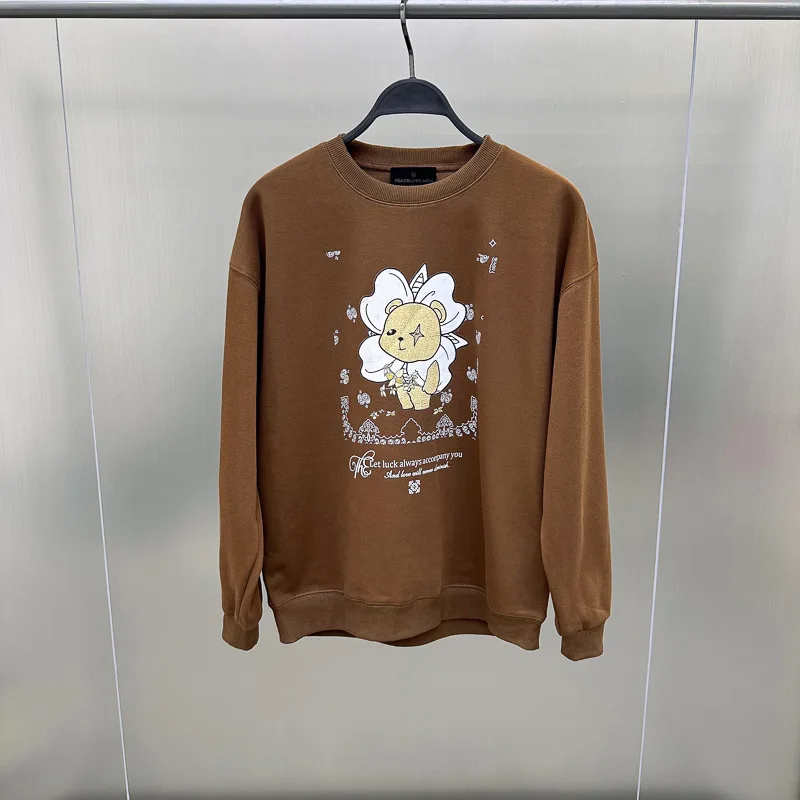 

Модная вязаная толстовка с капюшоном для мужчин, осенне-зимняя повседневная толстовка с круглым вырезом и мультяшным принтом, одинаковые толстовки для пар, свободный крой, уличная одежда