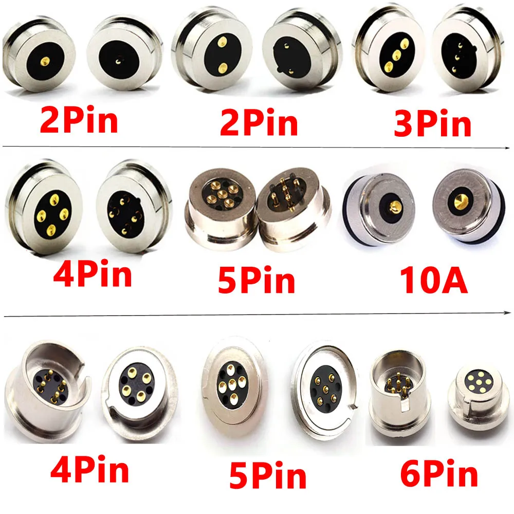 2P 3 4 5 6P high current magnet suction spring pogo pin connector male female probe DC power charging magnetic connector