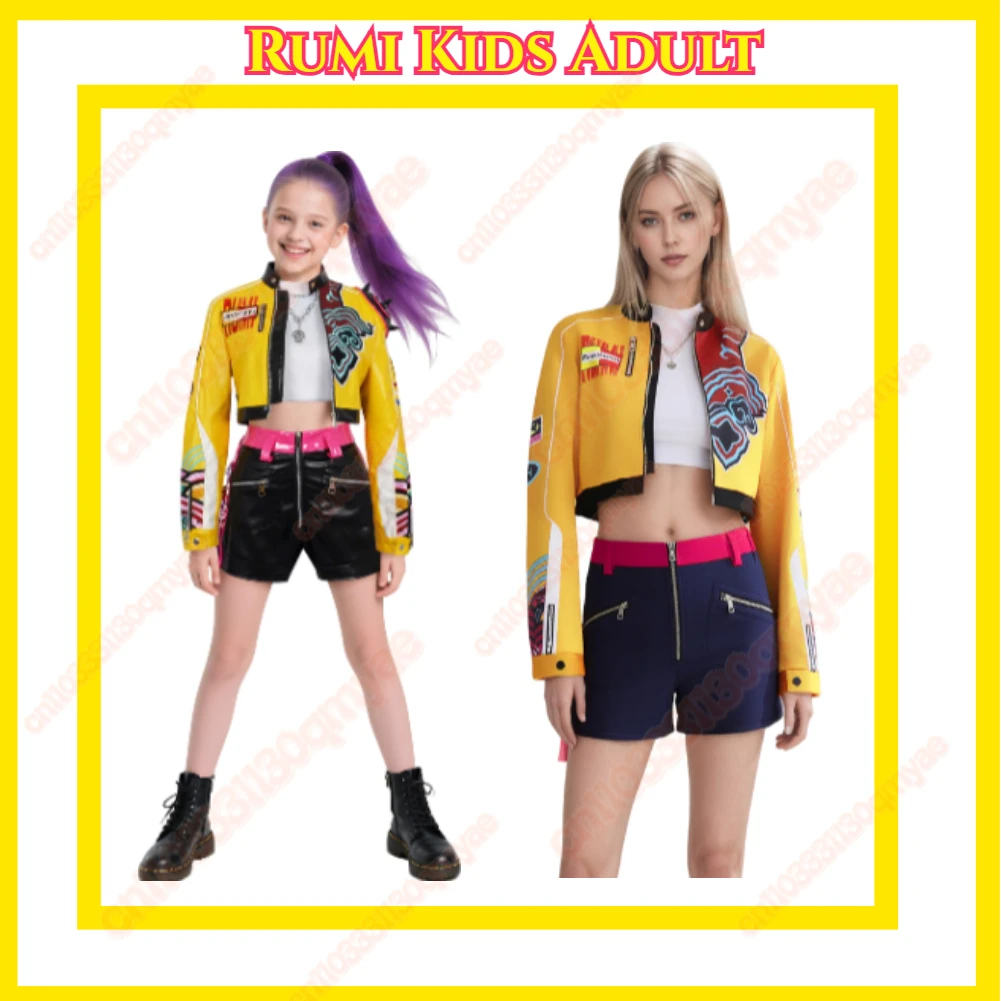 

Kids Adult Rumi Jacket Coat Demon Hunters Costume Roleplay Girl Women Stage Performance Clothing Halloween Cosplay Suit mira