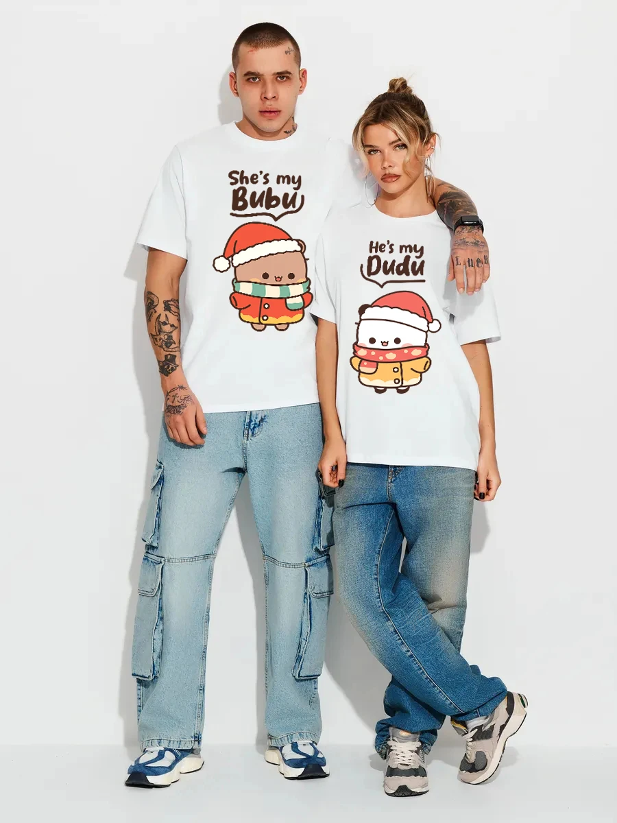 

Couple Cotton Breathable Summer T-Shirt O-Neck Comfy 2Pcs Short Sleeve Street Loose Soft Clothes Casual Basic Cool Streetwears