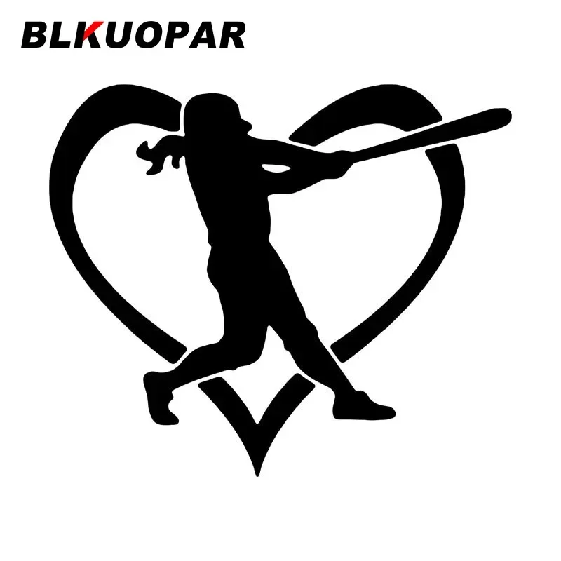 BLKUOPAR Play Baseball Heart Shape Sport Funny Car Stickers Creative Occlusion Scratch Decal Personality JDM Car Door Protector