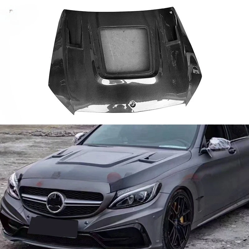 

Suitable For Mercedes-Benz C-Class W205 C63 Carbon Fiber Cover Transparent Hood Modified Headcover Surrounded By Front Cover