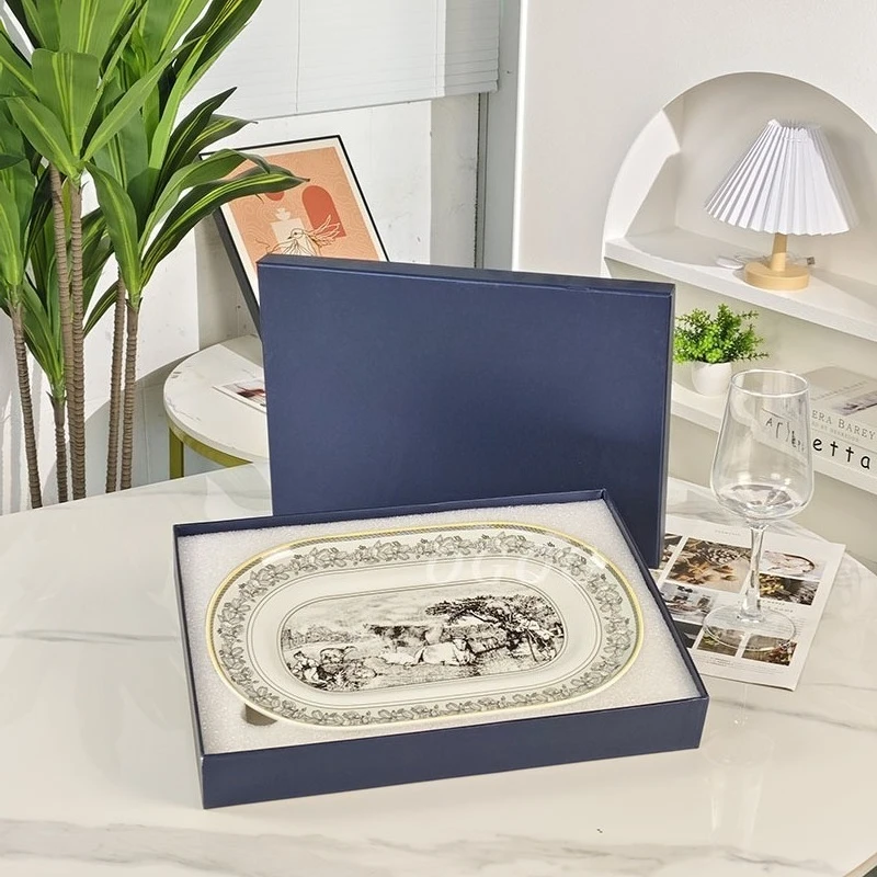 European - Style Light Luxury Bone China Tableware Set Bowls Plates & Serving Trays for Home Use Gift Box for Gifting
