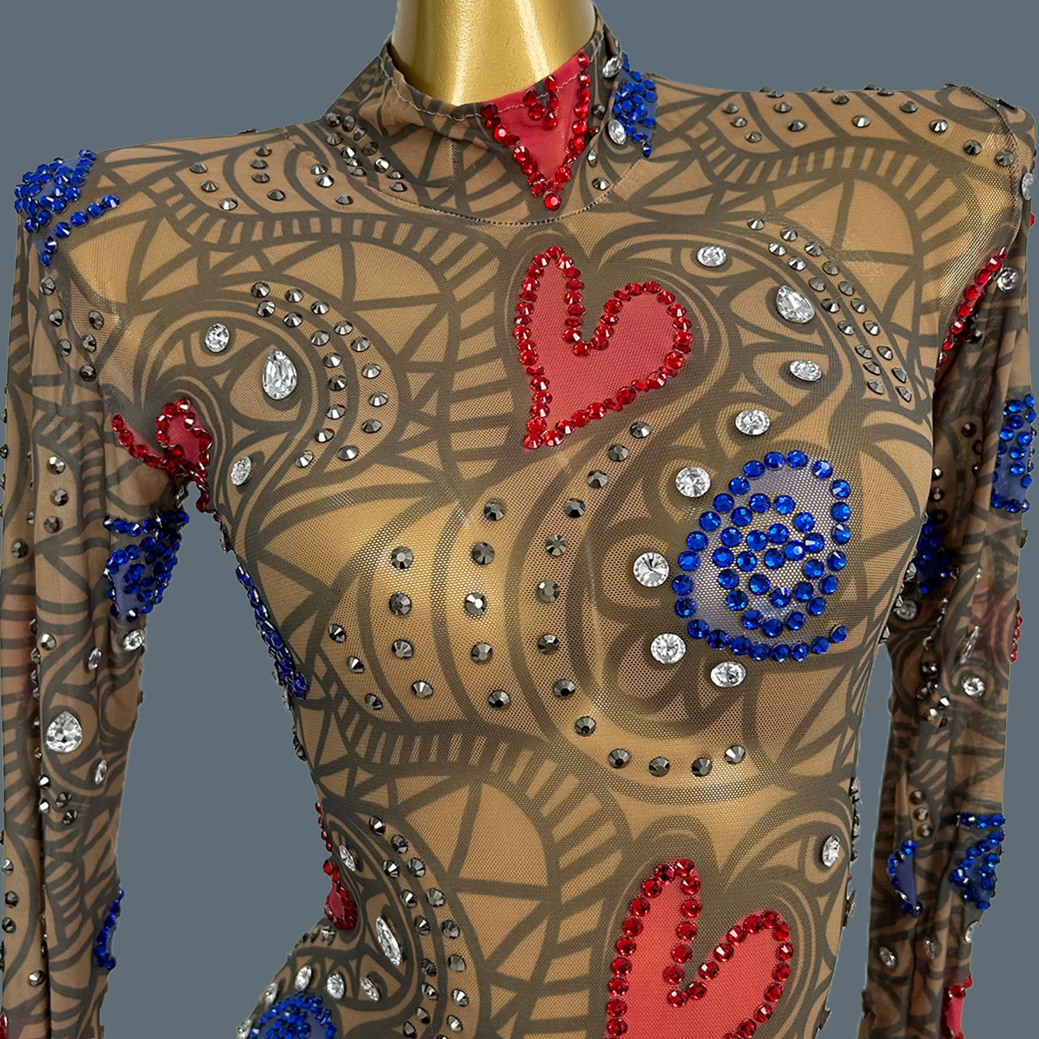 بلورات سباركلي انظر من خلال شبكة سوداء ثوب مسائي مثير للنساء ملهى ليلي حفلة الزي نمط الحب نحيل فستان طويل Qingren