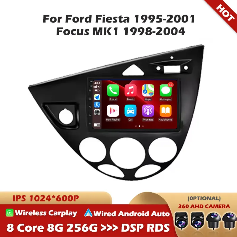 

Для Ford Fiesta 1995-2001, Focus MK1 1998-2004: Автомагнитола Android 16 с Carplay, Android Auto, мультимедийный плеер, DSP, GPS, FM, Авторадио