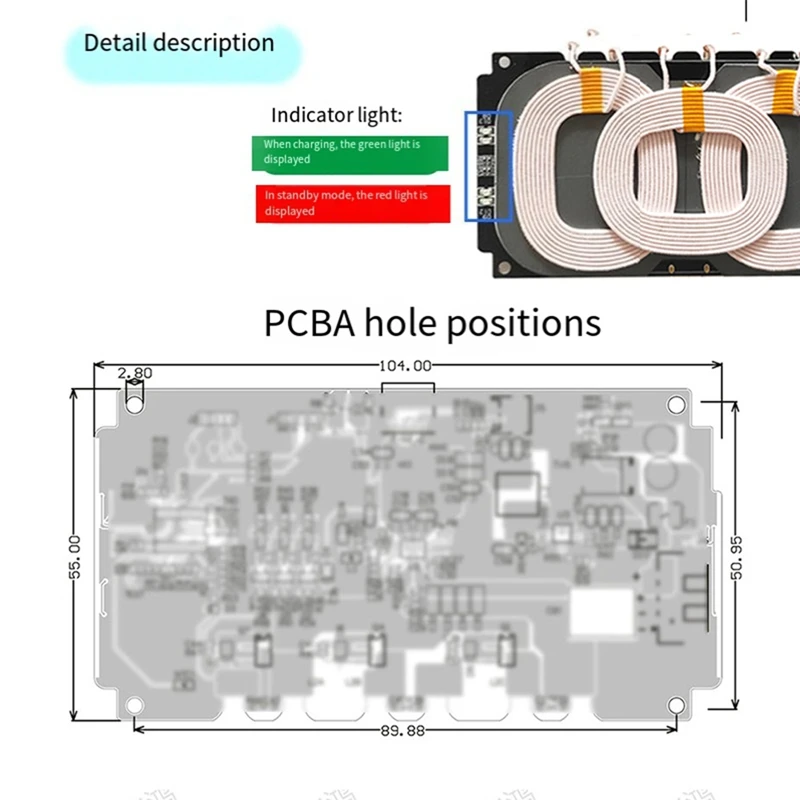 Hot Sale-10-24V 20W Wireless Charger Module Type-C For 3-Coil High Power Fast Charging Module For Car