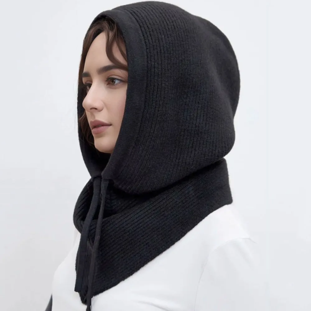 

Cute Solid Color Balaclava Hat Warm Neck Collar Ear Protection Hat Scarf Beanie Winter Cap Female/Girls