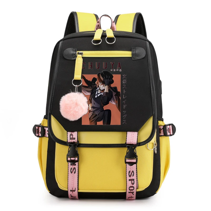 Bungou Stray Dogs School Bags Girls Teenager Backpack Children Usb Chuuya Nakahara Bungou Stray Dogs Anime School Bag Backpack