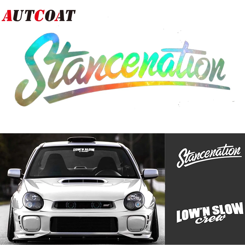 

AUTCOAT 1Pcs Car Front Rear Windshield Sticker Stancenation LOW'N SLOW Decals Customized Letters Auto Window Decor Sticker