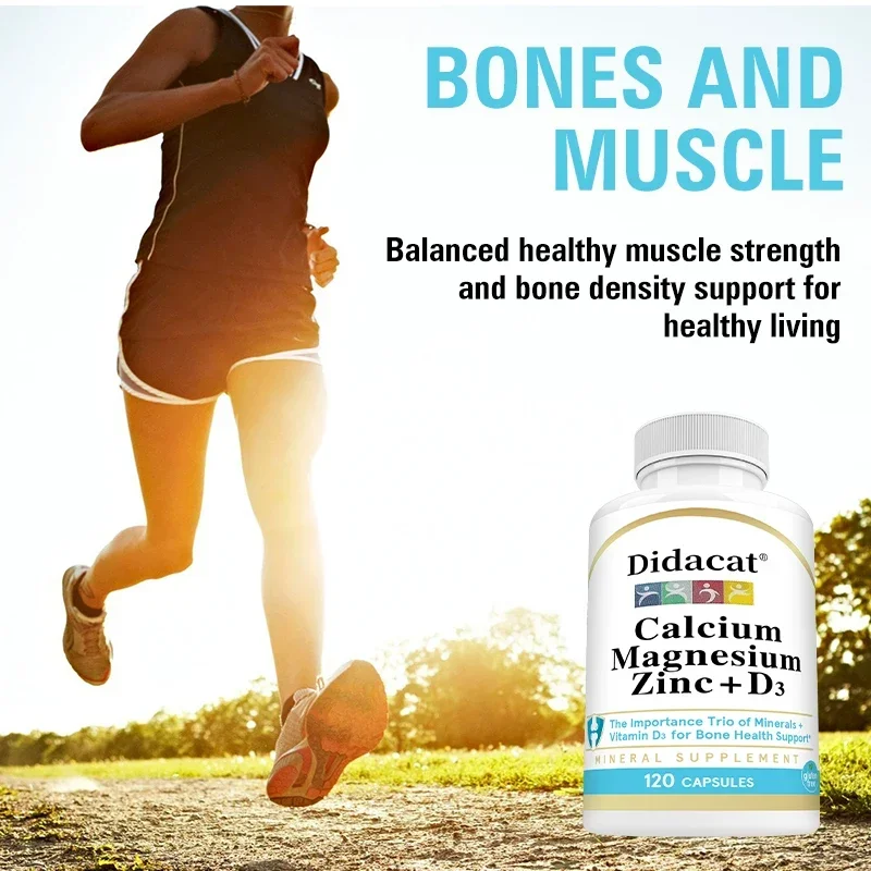 Calcium, Magnesium, Zinc and Vitamin D3 - Supports Bone Strength, Teeth, Muscle and Immune Health, Vitamin & Mineral Supplement