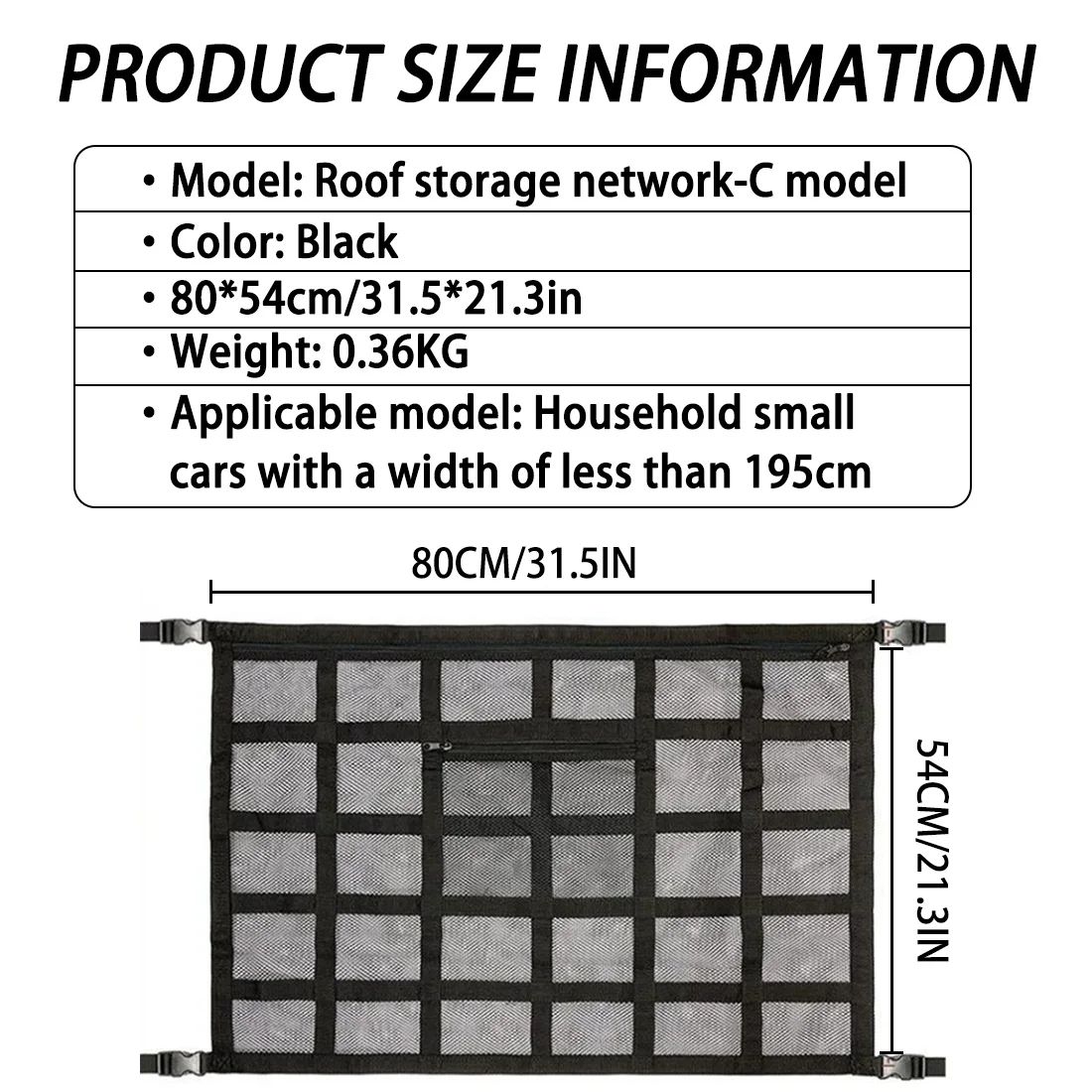 Strengthen Load-Bearing And Droop Less Double-Layer Mesh Car Ceiling Cargo Net Storage Pocket Car Roof Cargo Net