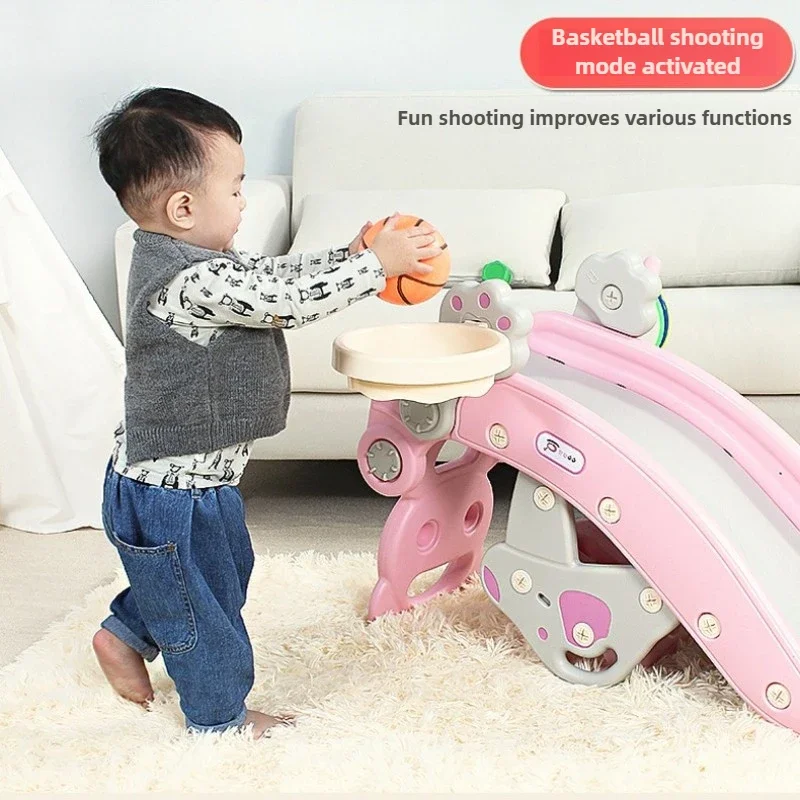 2025 حصان هزاز بلاستيكي داخلي جديد للأطفال والرضع، لعبة منزلق 2 في 1 قابلة للفصل، شريحة حصان هزاز