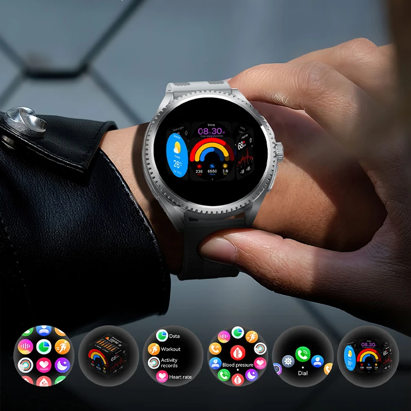 Мужские умные часы GEJIAN с AMOLED-экраном, поддерживающие шаги, калории и несколько режимов упражнений, 1,75-дюймовые умные часы с вызовом