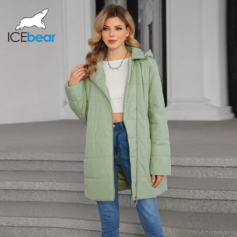 ICEbear 2024 New Plus Size Women Clothing Short Hooded Quilting Female Outwear Classic Design Lightweight Women Jacket GWC4733I