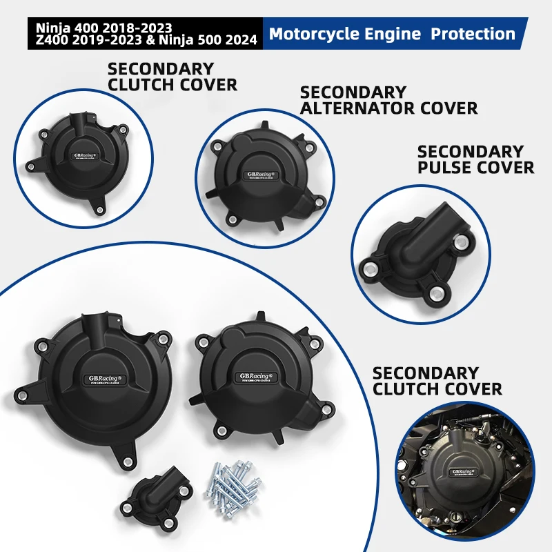 

GBRacing High-Durability Engine Cover For KAWASAKI Ninja 500 2024, Ninja 400 2018-2023 & Z400 2019-2023 (Motorcycle Protection)