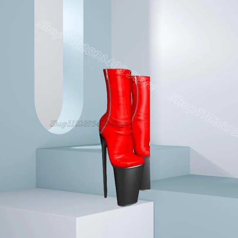 

Pink Platform Stiletto Short Boots Side Zipper Spring New Stylish Design for Women Party Dance Boots 2026 Zapatos Para Mujere