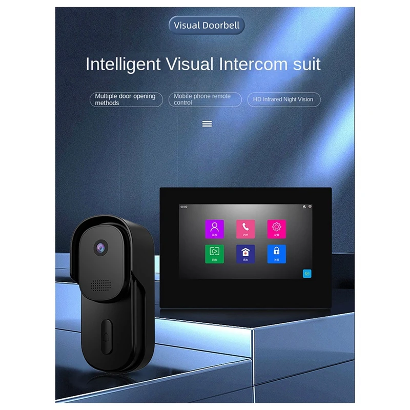 7 Inch Graffiti Wifi Visual Doorbell HD 1080P Mobile Detection Intelligent Doorbell Two Way Audio Remote Door Opening