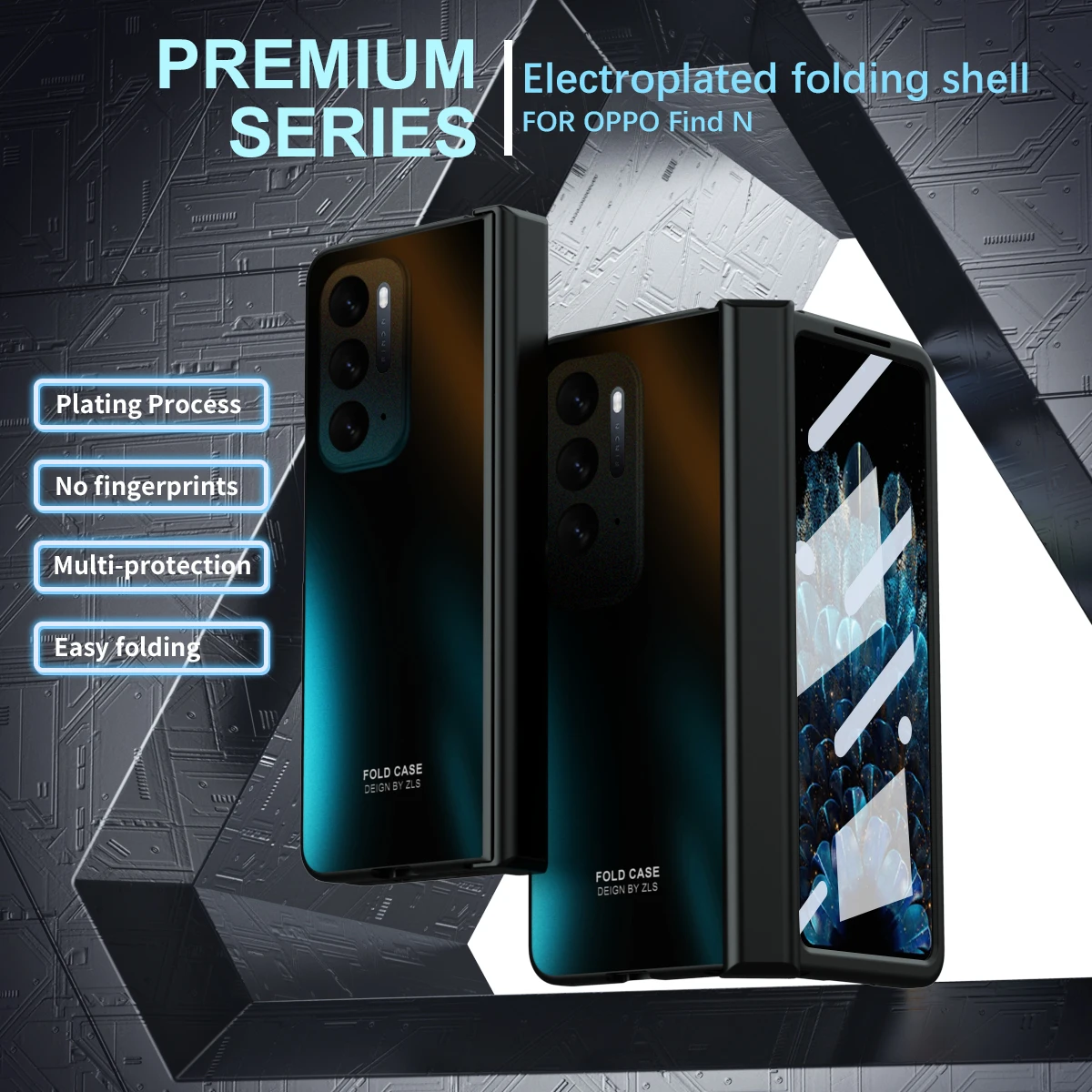 

Deluxe Hinge 360° Full Wrap with Glass Phone Case for Oppo Find N Hard Case Drop Protection Cover