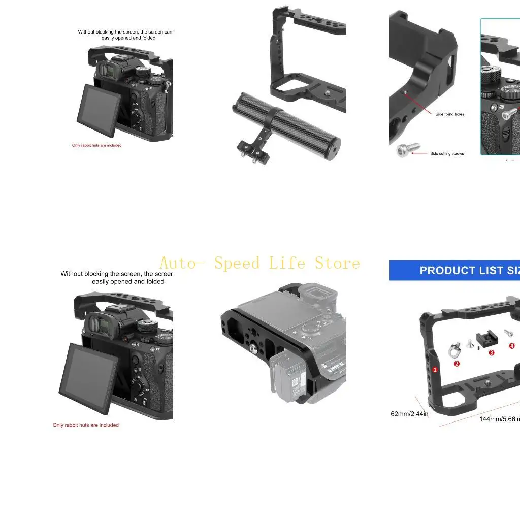 

02DA 2PCS/SEET CAMARNACE CAMER CAGE CAGE, совместимая с A7S3 A7M3, повышающей стабильность