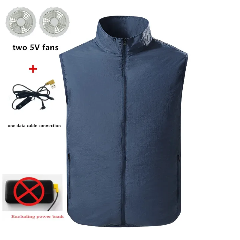 

Summer Outdoor Men Women Outdoor Heatstroke Prevention Cooling Fan Air Conditioning Clothes Vest(Excluding Portable Power Bank）