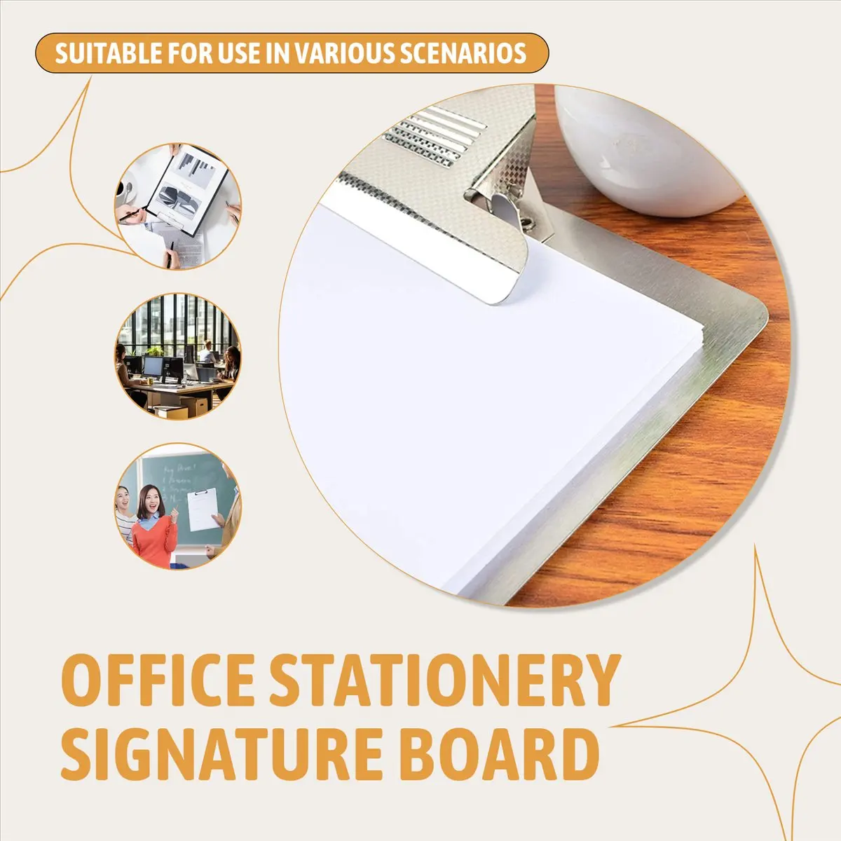 

&A90P& File Folder Metal Clipboard A4 Stainless Steel Clip Board Organizer Binder Board Menu Splint for Office School Teach