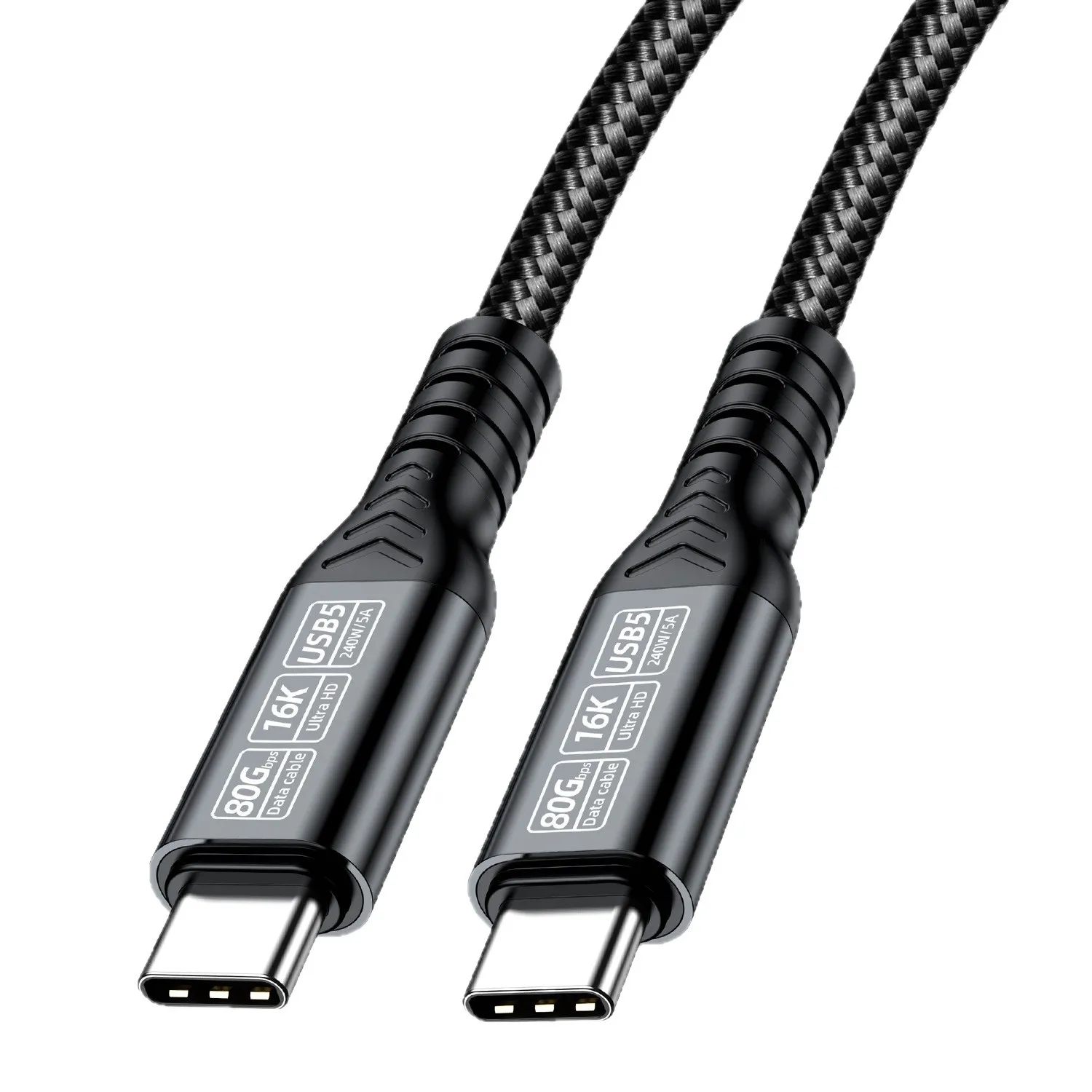Cable de datos USB 5 tipo C TOC Cable de disco duro de 80Gbps Cable de proyección 16K pantalla portátil 5A carga rápida Compatible con USB4