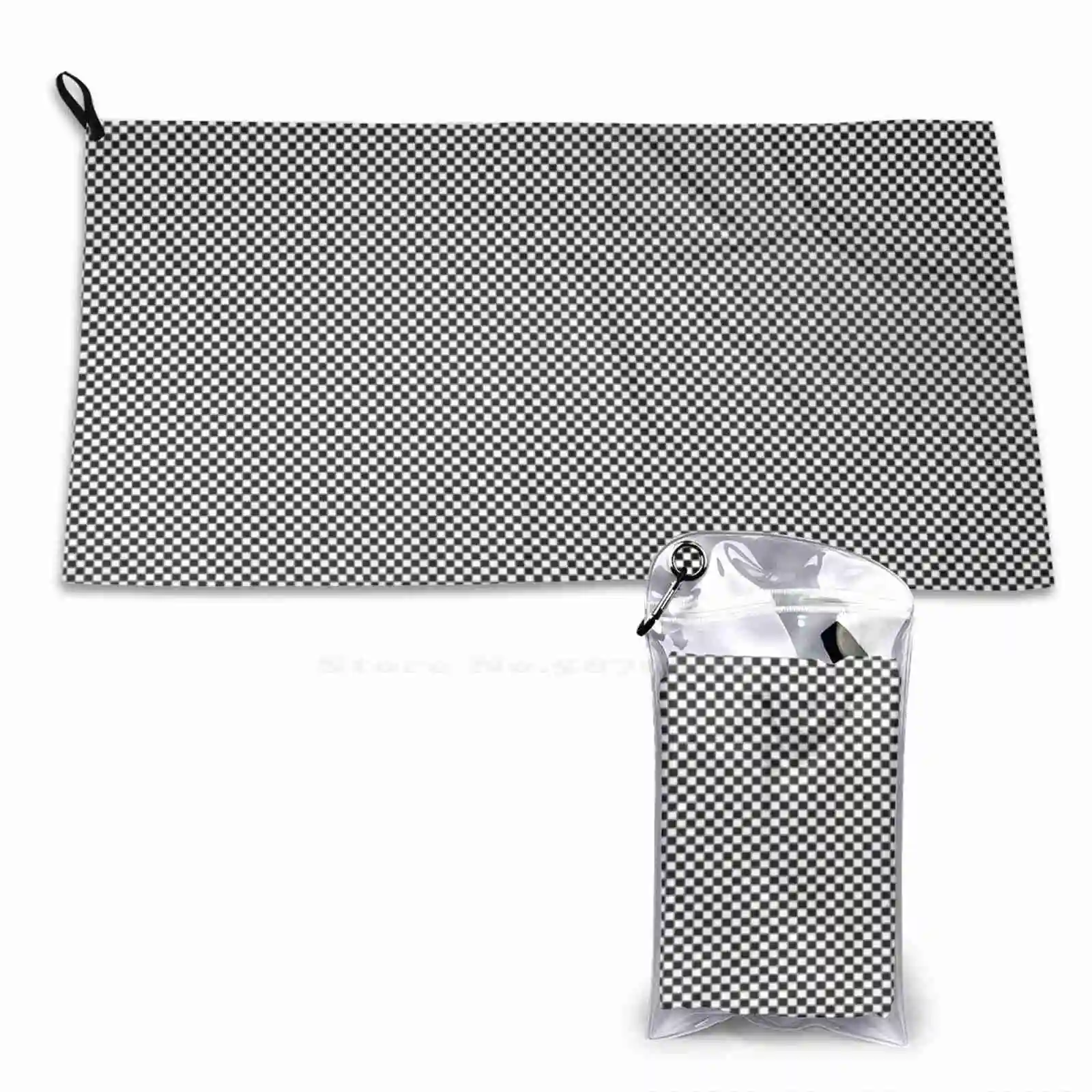 Mini Black And White Check Chess Checkers Soft Comfortable Bath Towel Outdoor Black White Checks Squares And Checked