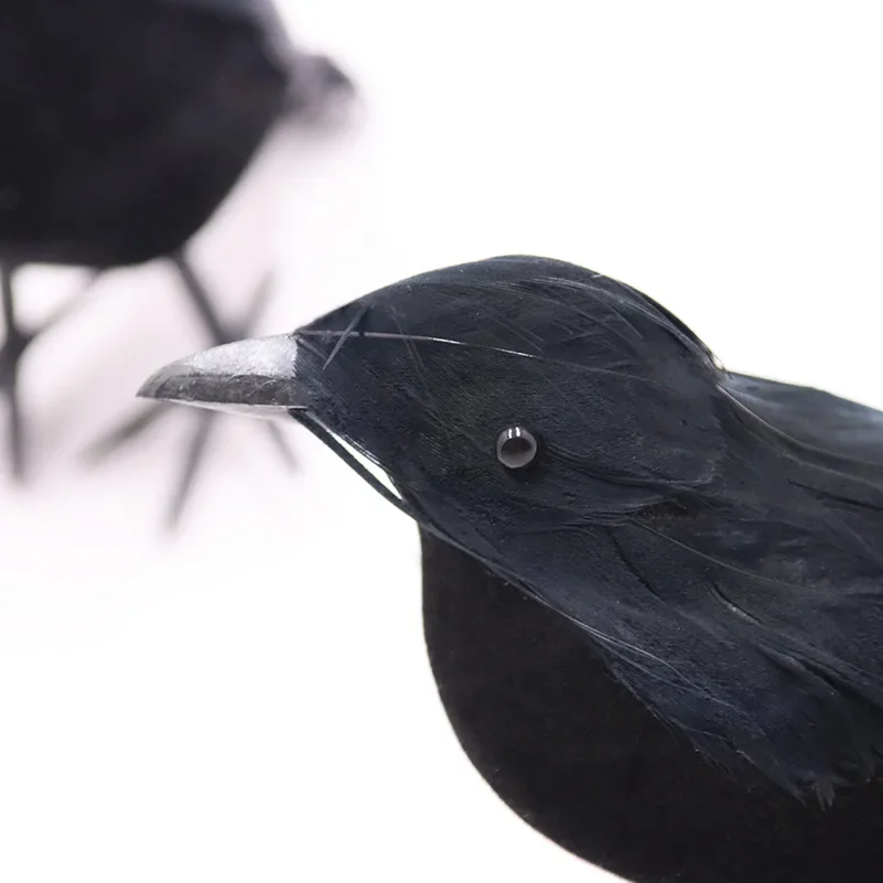Small simulation fake bird realistic Halloween black crow model home decoration animal creepy toy