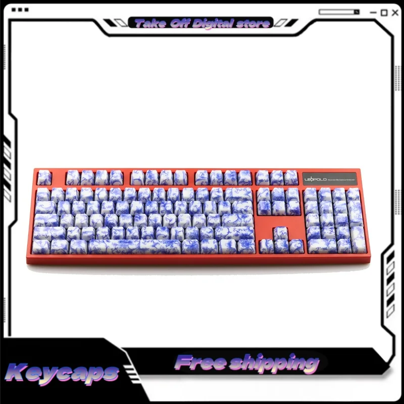 Creative Mechanical Keyboard Keycaps Blue White Porcelain Theme Water Transfer Printing Technology Tablet Laptop Keyboard Keycap