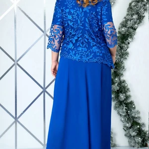 Rosa blaues Sommerkleid mit eleganten Ärmeln Damen Spitze Chiffon Lange Gastkleider Frau 2024 Hochzeit Plus Größe Chubby 8 Hauptverkäufe Hochzeitskleid für mollig - №8