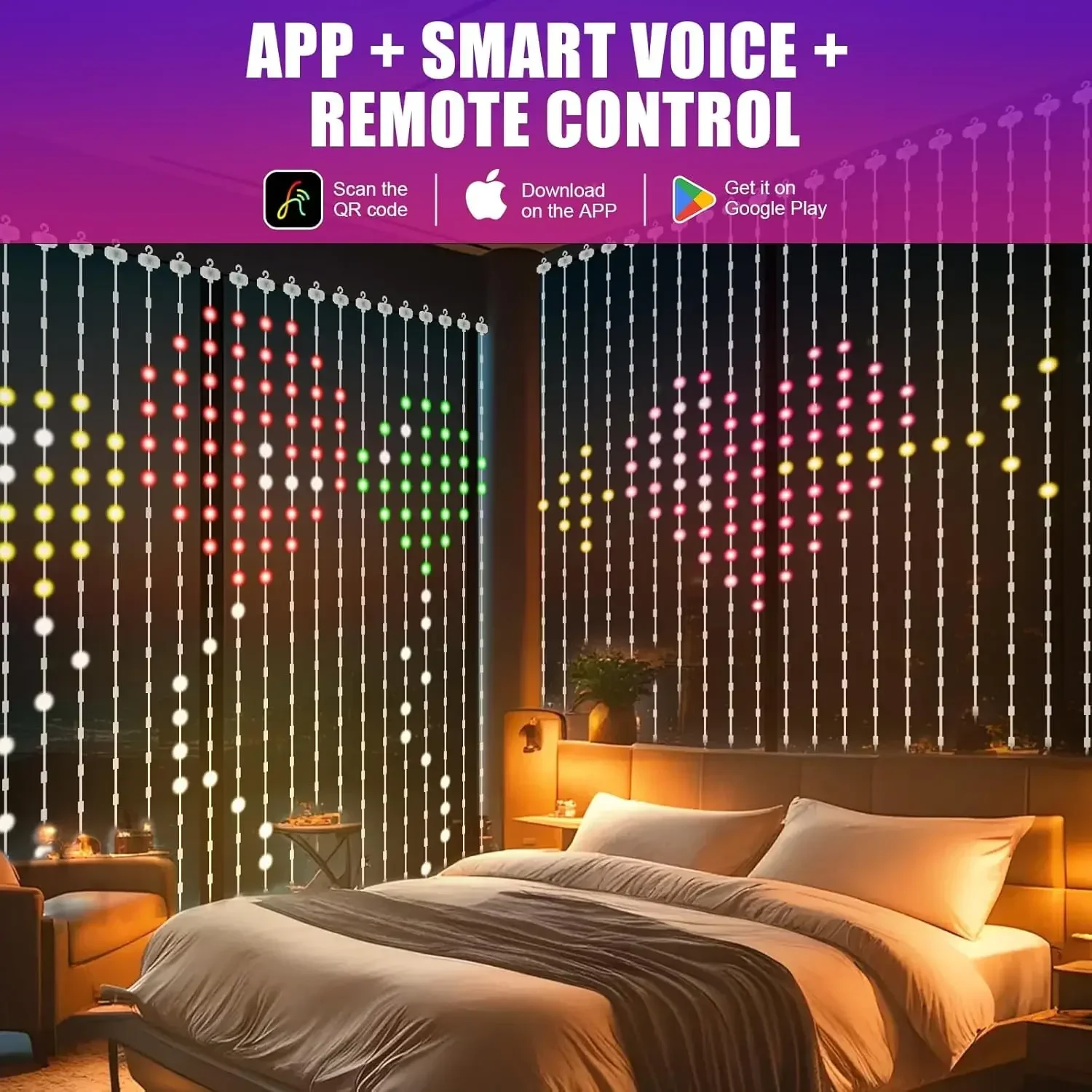 Smart APP Weihnachten LED Vorhang Lichter DIY Text Muster Animation Fee Girlande RGB Lichterketten für Weihnachten Hochzeit Zimmer Dekor