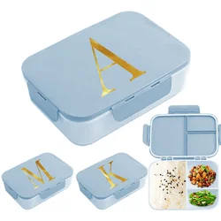 Plastic Lunch Box Compartment Bento Box Microwavable Meal Storage Food Container Travel Picnic Fruit Salad Box Letter Pattern