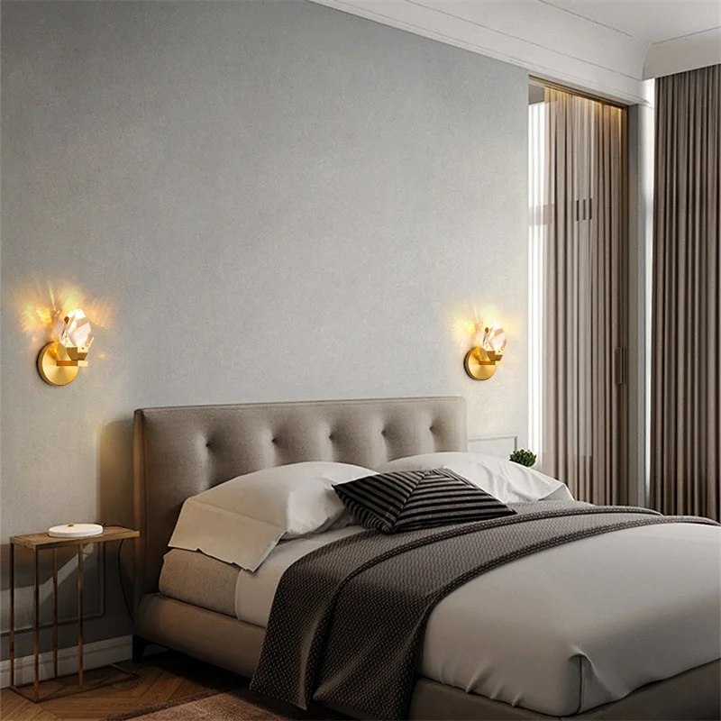 Minimalist ische Wand leuchte luxuriöse Kristall Korridor dekorative Lampe Wand leuchte 3 Beleuchtung veränderbare Licht Schlaf leuchte Dekor