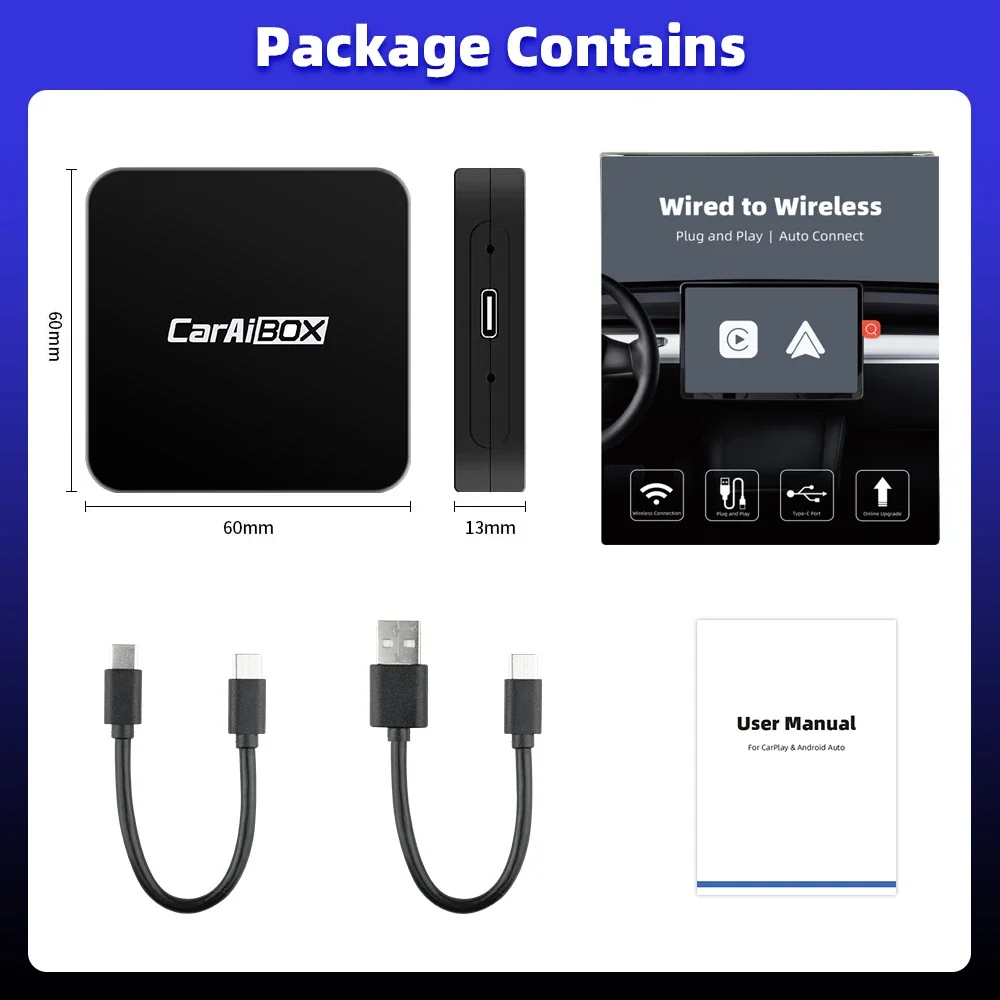 EKIY 2in1 Wireless CarPlay Dongle Wireless Android Auto Adapter Box Plug And Play For Car Radio with Wired CarPlay