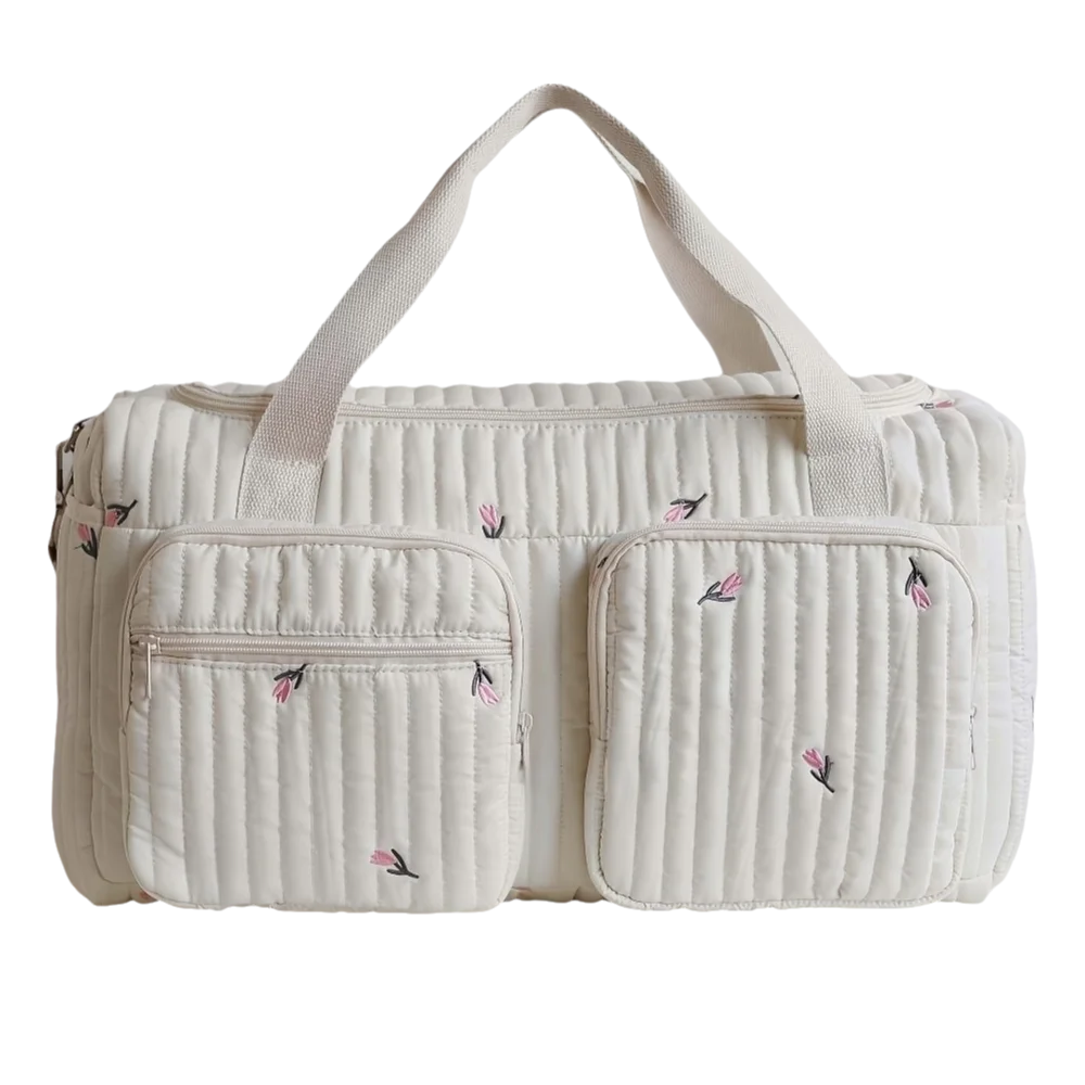 

Little Bear Embroidered Baby Diaper Bag Lightweight Practical Mommy Bag Large Capacity with Shoulder Strap Luggage Bag