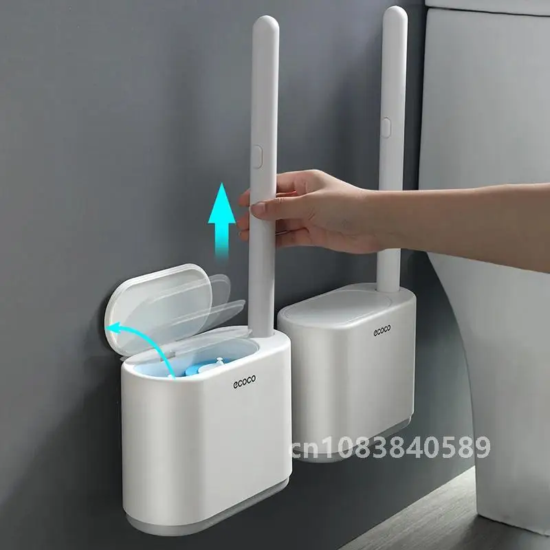 IZEFS-cepillo de baño desechable con líquido de limpieza, herramienta de limpieza montada en la pared para cabezal de cepillo de repuesto para baño, accesorios para Wc