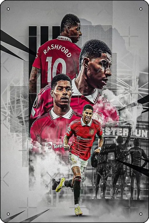 tuya MARCUS RASHFORD GOAL CELEBRATION Poster Metal Tin Sign 12 X 8 Inch Funny Man Cave Home Office Bar Decor