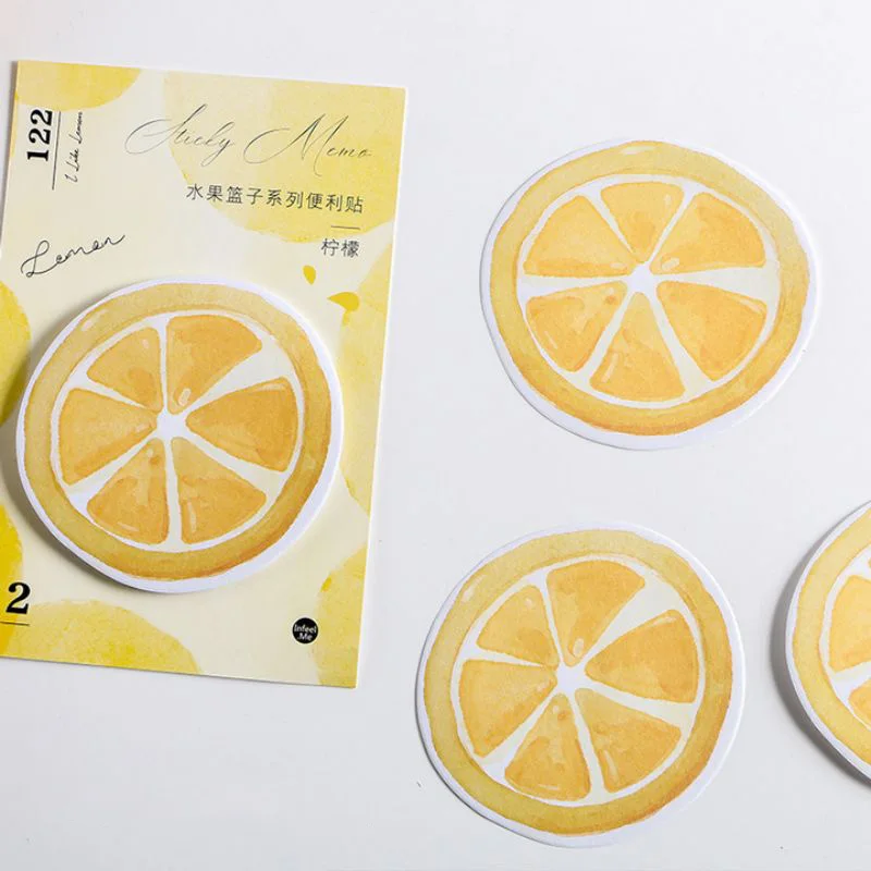 4 Pieces Cute Natural Fruits Sticky Note Memo Pad  Planner Sticker Stationery Decoration Adhesive