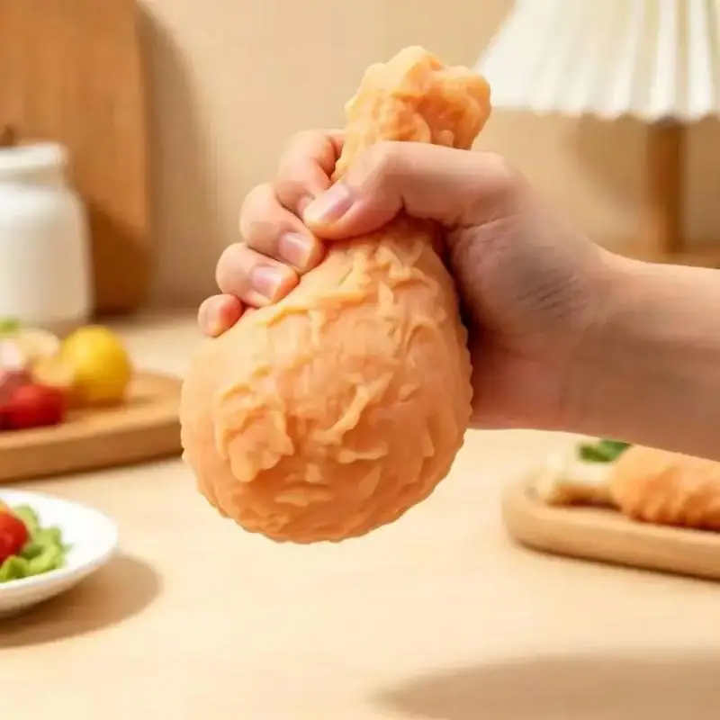 & Decompress Big Fried Chicken Leg Pinch, Creative Oversized Fried Chicken Leg Malleable Fluid Ball Stress Relief Toy