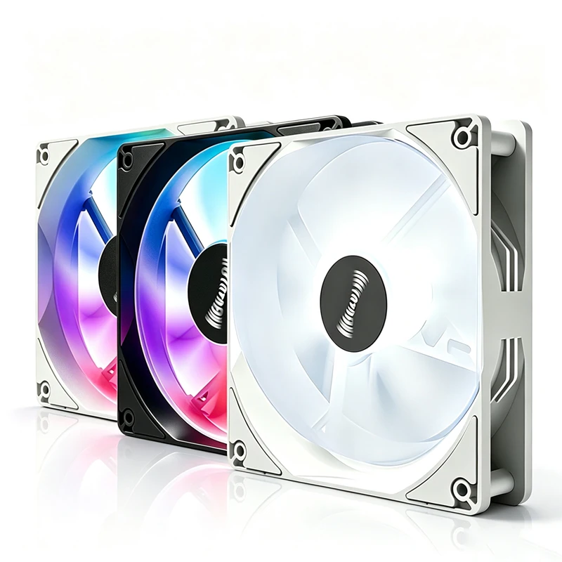 Ventilador de Resfriamento para Gabinete de Computador de Mesa com LED RGB Interno de 12CM, Silencioso, com Efeito Arco-Íris, para Montagem de PC Gamer